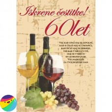 Voščilnica za 60 let - Dve steklenici vina